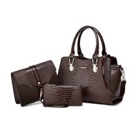 DORRISO 3 Pcs Set Fashion Women's Handbags Ladies Top Handle Bags Shoulder Bags Purse Simple Anti Thief for Party Office Travel Holiday Waterproof PU Leather Brown B