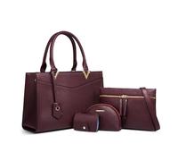 DORRISO 4 Pcs Set Handbag for Women Anti Thief Ladies Shoulder Bags Casual Messenger Bags Purse Carder Crossbody Bags Simple for Party Office Travel Holiday Waterproof PU Leather Red