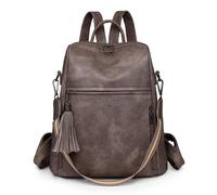 DORRISO Anti-theft Backpacks for Women Casual Rucksacks Ladies Shoulder Bags Elegant Travel Daypacks Fashion Simple for Office Leisure Dating Student Holiday Waterproof PU Leather Grey