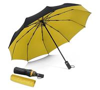 DORRISO Automatic Folding Umbrella Women Men Strongest Windproof Travel Portable Compact Business Golf Sun Umbrella Slip-Proof Handle Ladies Umbrella Fits Car & Backpack Yellow