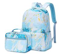 DORRISO Cute Backpacks Girls Daypack School Bag with Cute Bento Bag 2 Piece Set for High School Teens Knapsack College Bookbag Travel Casual Women Rucksack Blue