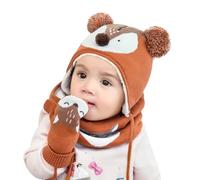 DORRISO Cute Girls Boys Caps Scarf Glove Set Warm Small Foxs Caps Autumn Winter Kids Newborn Baby Caps Scarf Baby Knitted Warm Woolen Caps 1-6 Years Old Orange