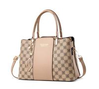 DORRISO Elegant Anti Thief Handbags for Women Top Handle Bags Casual Ladies Tote Bags Travel with Fashion Leaf Pendant Design for Office Party Dating Soft Waterproof PU Leather Beige A