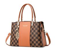 DORRISO Elegant Anti Thief Handbags for Women Top Handle Bags Casual Ladies Tote Bags Travel with Fashion Leaf Pendant Design for Office Party Dating Soft Waterproof PU Leather Orange B