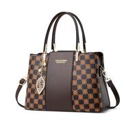 DORRISO Elegant Anti Thief Handbags for Women Top Handle Bags Casual Ladies Tote Bags Travel with Fashion Leaf Pendant Design for Office Party Dating Soft Waterproof PU Leather Brown A