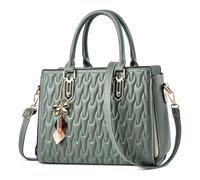 DORRISO Elegant Handbags for Women Anti Thief Safe Ladies Top Handle Bags Tote Bags with Fashion Pendant for Casual Travel Office Party Shopping Waterproof PU Leather Green