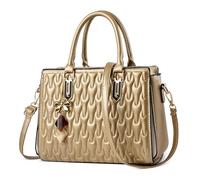 DORRISO Elegant Handbags for Women Anti Thief Safe Ladies Top Handle Bags Tote Bags with Fashion Pendant for Casual Travel Office Party Shopping Waterproof PU Leather Gold