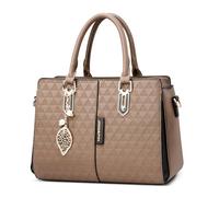 DORRISO Elegant Handbags for Women Top Handle Bags Anti Thief Ladies Tote Bags with Fashion Leaf Pendant Design for Casual Travel Office Party Dating Soft Waterproof PU Leather Brown