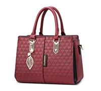 DORRISO Elegant Handbags for Women Top Handle Bags Anti Thief Ladies Tote Bags with Fashion Leaf Pendant Design for Casual Travel Office Party Dating Soft Waterproof PU Leather Red