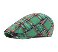 DORRISO Elegant Mens Flat Cap Adjustable Flat Caps Check Stripe Classic Beret Cap Travel Leisure Vacation Hats Men Newsboy Cabbie Driving Hat Green