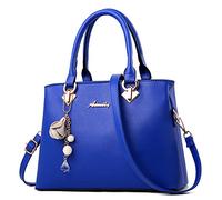 DORRISO Elegant PU Leather Handbag for Women - Classic Top Handle Tote with Shoulder Strap, Multi-Pocket Work Bag for Everyday, Travel & Occasions, Royal Blue