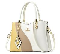 DORRISO Fashion Anti Thief Handbags for Women Casual Ladies Tote Bags Women’s Top Handle Bags Travel Medium Size Colour Block Design for Office Party Dating Soft Waterproof PU Leather Yellow