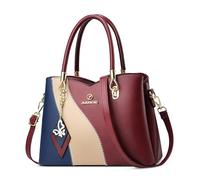DORRISO Fashion Anti Thief Handbags for Women Casual Ladies Tote Bags Women’s Top Handle Bags Travel Medium Size Colour Block Design for Office Party Dating Soft Waterproof PU Leather Red