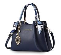 DORRISO Fashion Ladies Handbag Large Top Handle Bag with Elegant Pendant Women Shoulder Bag Suitable Travel Casual Shopping Daily PU Leather Messenger Bag Blue
