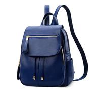 DORRISO Fashion Simple Women Backpack Lightweight PU Leather Small Rucksack Casual Daypacks for Travel School Holiday Business Daily Ladies Cute Water-Resistant Knapsack Blue