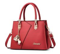 DORRISO Fashion Women Top Handle Bag Elegant Shoulder Bag with Chic Flower Charm Tote Bag for Date Shopping Casual Work Daily Travel Water-Resistant Ladies PU Leather Handbags Red