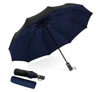 DORRISO Folding Umbrella Men Women Automatic Open/Close Folding Umbrella Extra Strong Windproof Portable Compact Umbrella Travel Business Sun Umbrella Rain Umbrella Blue