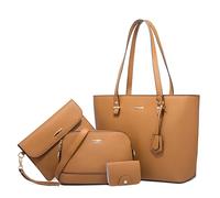 DORRISO Handbags Set for Women, Tote Bag and Purse Set, Versatile Waterproof PU Leather Durable Multifunctional for Office Travel Holiday School Shopping Brown