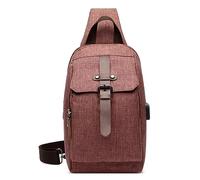 DORRISO Lightweight Men Sling Chest Bag Fashion Shoulder Bag for 7.9 Inch iPad with USB Charging Port for Casual Camping Daily Vacation Canvas Men Elegant Cross-Body Bag Brown