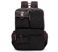 DORRISO Men Laptop Backpack Travel Canvas Backpack College Rucksack School Laptop Backpack Fits 15.6 inch Laptop Bag Hiking Business Casual Vacation Climbing Canvas Bag Black