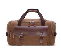 DORRISO Men Travel Duffle Bag Vintage Weekend Shoulder Bag with Multiple Handle Holdall Bag for Holiday Gym Camping Vacation Casual Sport Canvas Men Overnight Satchel Totes Bag Brown