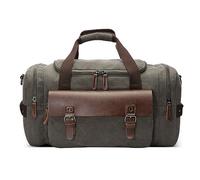 DORRISO Men Travel Duffle Bag Vintage Weekend Shoulder Bag with Multiple Handle Holdall Bag for Holiday Gym Camping Vacation Casual Sport Canvas Men Overnight Satchel Totes Bag Grey