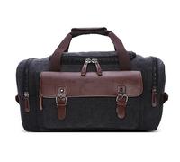 DORRISO Men Travel Duffle Bag Vintage Weekend Shoulder Bag with Multiple Handle Holdall Bag for Holiday Gym Camping Vacation Casual Sport Canvas Men Overnight Satchel Totes Bag Black