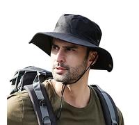 DORRISO Men Wide Brim Sun Hat UV Protection Beach Hat Cowboy Hat Lightweight Foldable Fishing Hat Vacation Traveling Waterproof Beach Outdoor Activities Adjustable Fisherman Cap Black