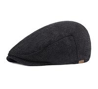 DORRISO Mens Flat Cap Elegant Adjustable Flat Caps Classic Beret Cap Travel Leisure Vacation Hats Men Newsboy Cabbie Driving Hat Black