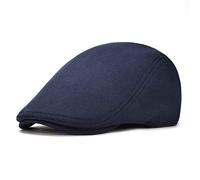 DORRISO Mens Flat Cap Vintage Adjustable Flat Caps Classic Beret Cap Men Travel Leisure Vacation Hats Newsboy Cabbie Driving Hat Blue B