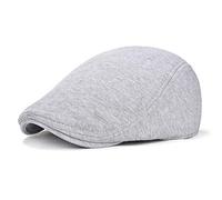 DORRISO Mens Flat Cap Vintage Adjustable Flat Caps Classic Beret Cap Men Travel Leisure Vacation Hats Newsboy Cabbie Driving Hat White