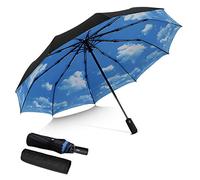 dorriso Men's Women's Automatic Folding Umbrella Windproof Business Travel Umbrella Waterproof Portable Travel Umbrella, Blue B, L, Folding Umbrella