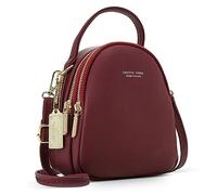DORRISO Mini Fashion Backpack Women Cute Lightweight Knapsack Bag with Earphone Hole Handbag for Travel Casual Daily Holiday Dating Business Ladies Small PU Leather Rucksack Bag Red