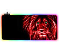 DORRISO New Gaming Mouse Pad Large RGB 900x400x3 mm LED Keyboard Extended Mousepad XXL Non Slip Rubber Base Desk Mat for Computer Laptop PC Desk Large Gaming Mouse Mats Red Lion