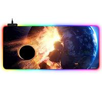 DORRISO New Gaming Mouse Pad Large RGB 900x400x3 mm LED Keyboard Extended Mousepad XXL Non Slip Rubber Base Desk Mat for Computer Laptop PC Desk Large Gaming Mouse Mats Planet A