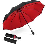 DORRISO Red Automatic Open/Close Umbrella - Extra Strong Windproof Portable Compact Rain Umbrella for Men & Women