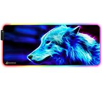 DORRISO RGB Large Gaming Mousepad 900x400x4 mm XXL 12 Glowing Modes RGB LED Extended Mouse Mats Anti-slip Rubber Base Keyboard Mouse Pads for Computer Laptop PC Desk Gaming Mousepad Blue