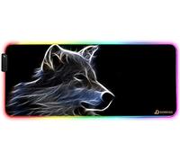 DORRISO RGB Large Gaming Mousepad 900x400x4 mm XXL 12 Glowing Modes RGB LED Extended Mouse Mats Anti-Slip Rubber Base Keyboard Mouse Pads for Computer Laptop PC Desk Gaming Mousepad Wolf