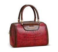 DORRISO Simple Handbags for Women Glossy Top Handle Bags Anti Thief Safe Tote Bags for Ladies Casual Travel Office Party Shopping Waterproof PU Leather Red