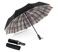 DORRISO Strongest Windproof Travel Umbrella Automatic Folding Rain Umbrella Portable Compact Superior Business Durable Premium Handle for Mens Womens Umbrellas Fits Car & Backpack
