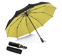 DORRISO Strongest Windproof Travel Umbrella Automatic Folding Rain Umbrella Portable Compact Superior Business Durable Premium Handle for Mens Womens Umbrellas Fits Car & Backpack Yellow