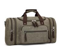 DORRISO Travel Duffle Bag Men Large Expandable Holdall Bag for 15.6 Inch Laptop with Shoulder Strap Weekender Bag for Gym Camping Vacation Canvas Men Overnight Duffle Bag Green