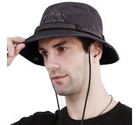 DORRISO Unisex Sun Hat Wide Brimmed Bucket Hat for Women Men UPF 50+ Visor Comfortable Foldable Fisherman Hat Travel Vacation Beach Bush Hat Polyester Fisherman Cap Black