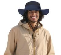 DORRISO Unisex Wide Brimmed Sun Hat for Women Men Bucket Hat UPF 50+ UV Protection Waterproof Fisherman Cap Fishing Hiking Beach Garden Holiday Cycling Camping Trekking Navy Blue