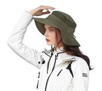 DORRISO Unisex Wide Brimmed Sun Hat for Women Men Bucket Hat UPF 50+ UV Protection Waterproof Fisherman Cap Fishing Hiking Beach Garden Holiday Cycling Camping Trekking Army Green
