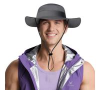 DORRISO Unisex Wide Brimmed Sun Hat for Women Men Bucket Hat UPF 50+ UV Protection Waterproof Fisherman Cap Fishing Hiking Beach Garden Holiday Cycling Camping Trekking Dark Gray