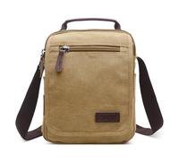 DORRISO Vintage Shoulder Bag Men Travel Crossbody Bag for 10.9 Inch iPad with Handle Multiple Pockets for Casual Hiking Camping Vacation Outdoor Daily Canvas Mens Messenger Bag Khaki