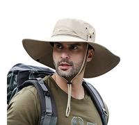 DORRISO Wide Brim Sun Hat Bucket Hat for Men - UPF 50+ UV Protection Waterproof Foldable Adjustable Convertible for Hiking Beach Garden Holiday Cycling Camping Trekking Khaki