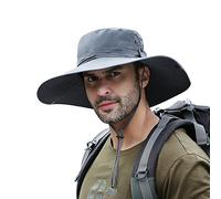 DORRISO Wide Brim Sun Hat Bucket Hat for Men - UPF 50+ UV Protection Waterproof Foldable Adjustable Convertible for Hiking Beach Garden Holiday Cycling Camping Trekking Grey
