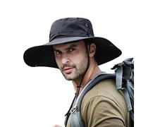 DORRISO Wide Brim Sun Hat Bucket Hat for Men - UPF 50+ UV Protection Waterproof Foldable Adjustable Convertible for Hiking Beach Garden Holiday Cycling Camping Trekking Black